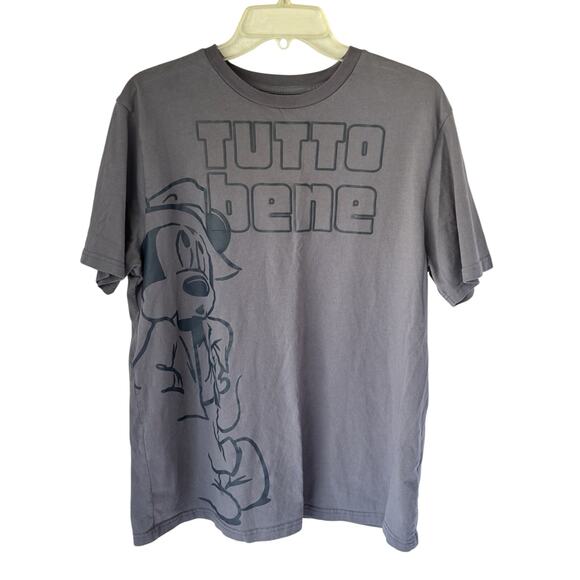 Disney Mickey Mouse Tutto Bene Graphic T-Shirt Men’s Large Gray Vintage Style - Picture 1 of 16